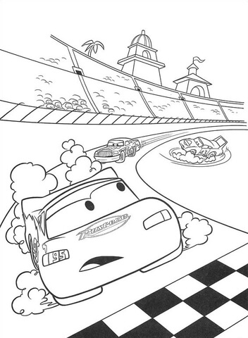 Mcqueen Is About To Cross The Finish Line Coloring Page